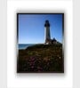 Lighthouse With Flowers Coastal Canvas Framed Wall Painting