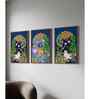 Indian Colorful Krishna Pichwai Wall Canvas Painting Set of 3 Art Panels