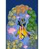 Indian Colorful Krishna Pichwai Wall Canvas Painting Set of 3 Art Panels