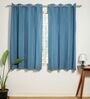 Indigo Blue Cotton 230 GSM  Solid 5 Feet Room Darkening Eyelet Window Curtains (2 Pc)
