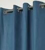 Indigo Blue Cotton 230 GSM  Solid 9 Feet Room Darkening Eyelet Long Door Curtains (2 Pc)