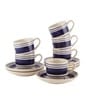 Indigo 130ml Blue & White Ceramic (Set of 12) Tea Cup & Saucer Set