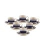 Indigo 130ml Blue & White Ceramic (Set of 12) Tea Cup & Saucer Set