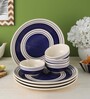 Indigo Blue Stripes 150ml (Set of 8) Dinner Bowl- 150ml Ceramic Dinner Set