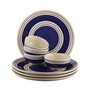 Indigo Blue Stripes 150ml (Set of 8) Dinner Bowl- 150ml Ceramic Dinner Set