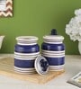 Indigo Blue Stripes 600ml (Set of 2) Ceramic Storage Jar