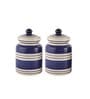 Indigo Blue Stripes 600ml (Set of 2) Ceramic Storage Jar