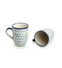 Indigo Chevron 300ml Blue & White (Set of 2) Ceramic Coffee Mug