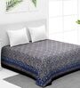 Indigo Floral 163 TC Cotton Double Bed Cover