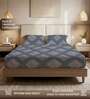 Indigo Floral 200 TC Microfiber Double Bedsheet with 2 Pillow Covers
