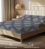 Indigo Floral 200 TC Microfiber King Sized Bedsheet with 2 Pillow Covers