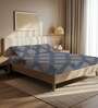 Indigo Floral 200 TC Microfiber King Sized Bedsheet with 2 Pillow Covers
