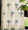 Blue Cotton Floral 7 Ft Eyelet Door Curtains (Set Of 2)