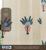 Blue Cotton Floral 7 Ft Eyelet Door Curtains (Set Of 2)