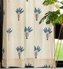 Blue Cotton Floral 8 Ft Eyelet Door Curtains (Set Of 2)