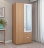 Indio 2 Door Wardrobe In Urban Teak Finish With Mirror & Drawers