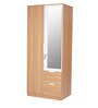 Indio 2 Door Wardrobe In Urban Teak Finish With Mirror & Drawers