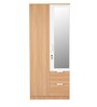 Indio 2 Door Wardrobe In Urban Teak Finish With Mirror & Drawers