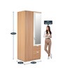 Indio 2 Door Wardrobe In Urban Teak Finish With Mirror & Drawers
