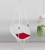 Round Indoor Fabric Swing in White & Red Colour