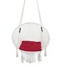 Round Indoor Fabric Swing in White & Red Colour