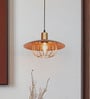 Industrial Brown & Gold Flat Top Cage Pendant Light