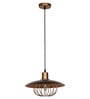 Industrial Brown & Gold Flat Top Cage Pendant Light