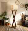 Infinity Wooden Floor Lamp with Jute Shade & Brown Base
