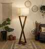 Infinity Wooden Floor Lamp with Jute Shade & Brown Base