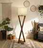 Infinity Wooden Floor Lamp with Jute Shade & Brown Base