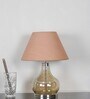 Ingram Smoke Glass And Metal Table Lamp With Beige Cotton Shade