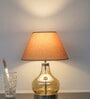 Ingram Smoke Glass And Metal Table Lamp With Beige Cotton Shade