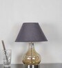 Ingram Smoke Glass And Metal Table Lamp With Black Cotton Shade