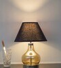 Ingram Smoke Glass And Metal Table Lamp With Black Cotton Shade