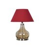 Ingram Smoke Glass And Metal Table Lamp With Maroon Cotton Shade