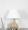 Ingram Smoke Glass And Metal Table Lamp With White Cotton Shade