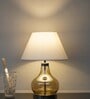 Ingram Smoke Glass And Metal Table Lamp With White Cotton Shade