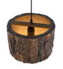 Inky Brown Wood Hanging Light