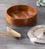 Inscribe Acacia Wood Roti Box with Tong
