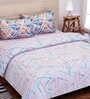 Blue Abstract 160 TC Cotton Queen Sized Bed Sheets with 2 Pillow Covers