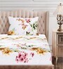 Brown Floral 160 TC Cotton Single Bed Sized Bed Sheets With 1 Pillow Cover