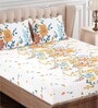 Brown Floral 160 TC Cotton Queen Sized Bed Sheets with 2 Pillow Covers