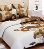 Brown Floral 160 TC Cotton Queen Sized Bed Sheets with 2 Pillow Covers