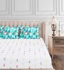 Grey Geometric 160 TC Cotton Queen Sized Bed Sheets with 2 Pillow Covers