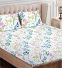 Purple Floral 160 TC Cotton King Sized Bed Sheets with 2 Pillow Covers