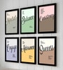 Motivational Quote Wall Art Framed Set of 6 for Home & Office
