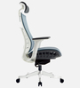 Inspire Breathable Mesh Ergonomic Chair in White & Blue Colour with Headrest