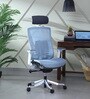 Inspire Breathable Mesh Ergonomic Chair in White & Blue Colour with Headrest