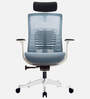 Inspire Breathable Mesh Ergonomic Chair in White & Blue Colour with Headrest