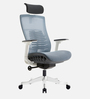 Inspire Breathable Mesh Ergonomic Chair in White & Blue Colour with Headrest